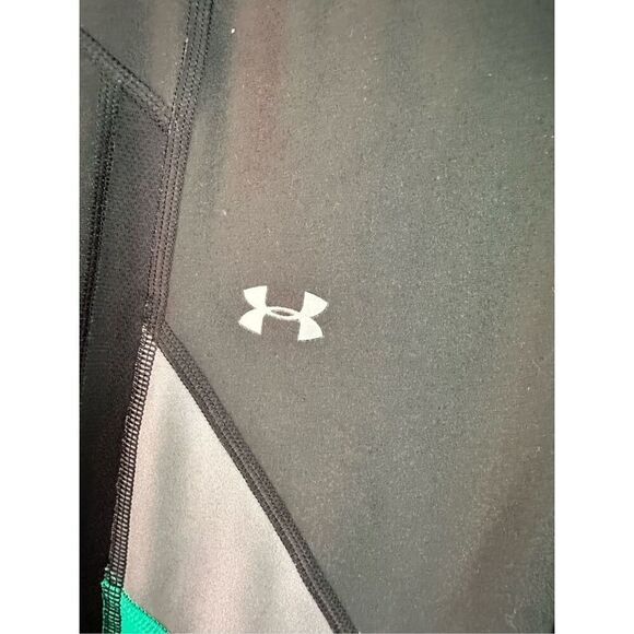 Under Armour HeatGear Colorblock Compression Leggings Black Green Size Medium - Picture 2 of 5
